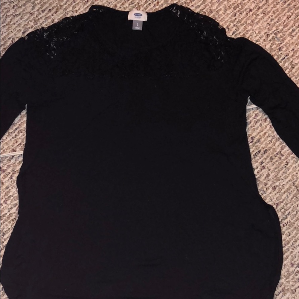 Large long sleeve top lace shoulders
